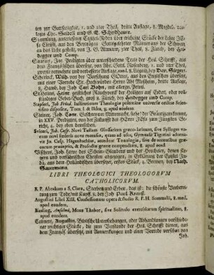 Libri Theologici Theologorvm Catholicorvm.