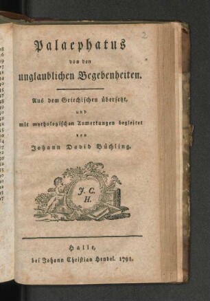 Palaephatus von den unglaublichen Begebenheiten