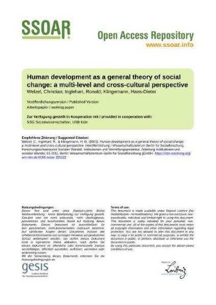 Human development as a general theory of social change: a multi-level and cross-cultural perspective