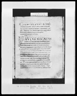 Paulusbriefe — Initiale P(aulus vocatus), Folio 14recto