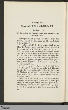 II. Abschnitt. Kriegsjahr 1915 bis Frühjahr 1916