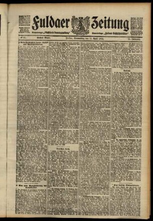 Erste Ausgabe vom Donnerstag, den 11. April 1912.