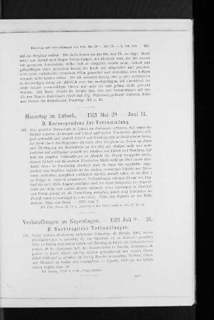 Verhandlungen zu Kopenhagen. - 1521 Juli 9 - 23. F. Nachträgliche Verhandlungen.