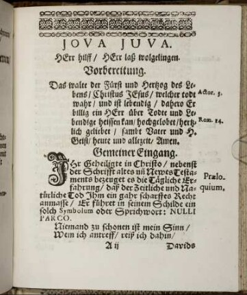 Vorbereitung; Gemeiner Eingang; Sonderbahrer Eingang; Vortrag; Abhandlung.