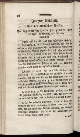 Zweyter Abschnitt. Von den künstlichen Pocken.