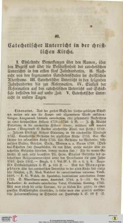 40. Catechetischer Unterricht in der christlichen Kirche