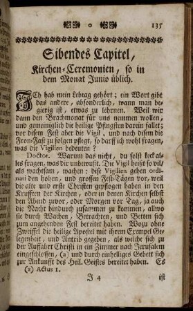 Sibendes Capitel, Kirchen-Ceremonien, so in dem Monat Junio üblich.