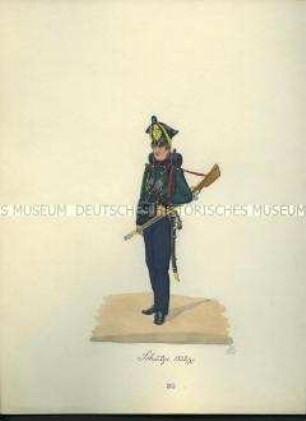 Uniformdarstellung, Schütze, Sachsen, 1822/1831.