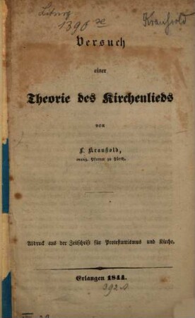 Versuch einer Theorie des Kirchenlieds