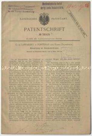 Patentschrift einer Neuerung an Sämaschinen, Patent-Nr. 38905