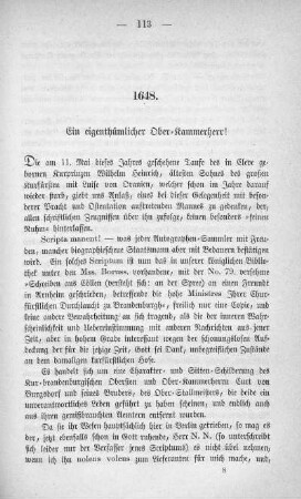 1648. Ein eigenthümlicher Ober-Kammerherr!