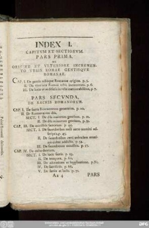 Index I. Capitum Et Sectionum.