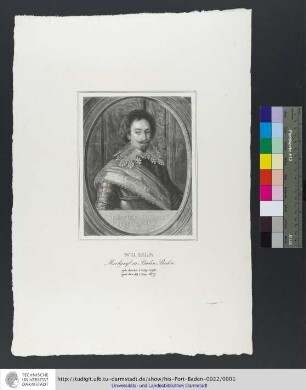 Wilhelm Markgraf zu Baden-Baden / geb. den 30t July 1593. gest. den 22t May 1677