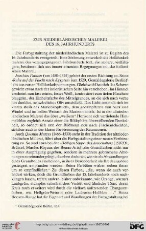 Zur niederländischen Malerei des 16. Jahrhunderts