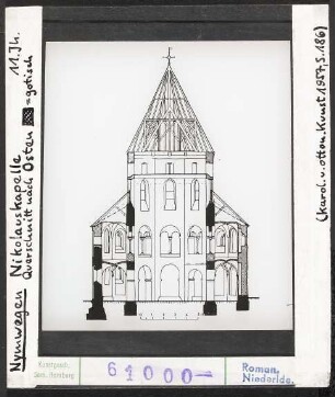 Nymwegen: Nikolauskapelle (Valkhofkapelle), 11. Jhd., Querschnitt nach Osten