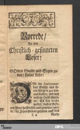 Vorrede/ An den Christlich-gesinneten Leser!