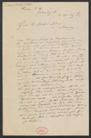 Brief an B. Schott's Söhne : 30.12.1881