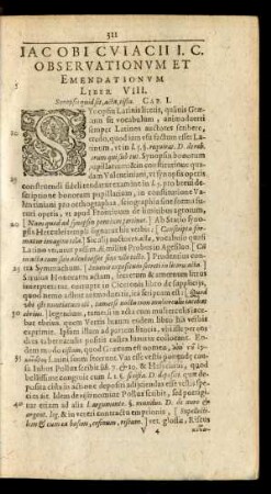 Liber VIII. Synopsis quid sit, acta, cista