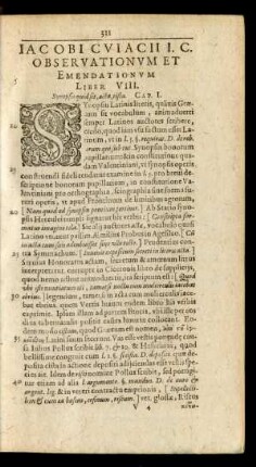 Liber VIII. Synopsis quid sit, acta, cista