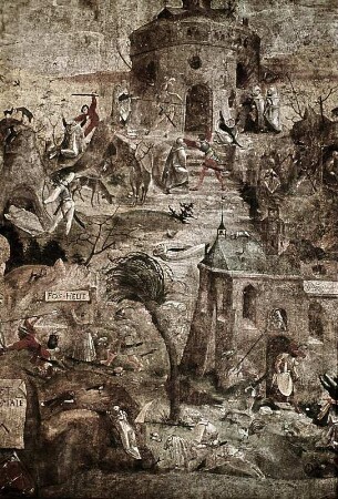 Sarazenenüberfall vor dem Rundtempel des Elias auf dem Berg Karmel