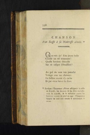 Chanson d'un Suisse à sa Maitresse armée.