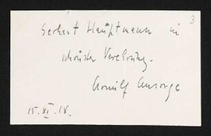 Brief von Arnulf Ansorge an Gerhart Hauptmann