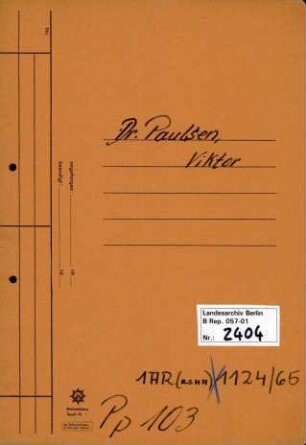 Personenheft Dr. Viktor Paulsen (*28.05.1913), SS-Untersturmführer