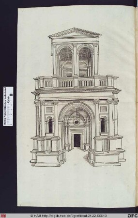 Fassade mit Säulen und Torbogen