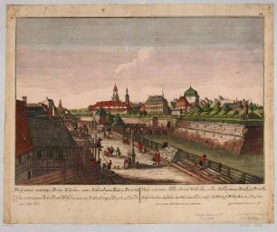 Das Wilsche Tor (Wilsdruffer Tor) an Stelle des heutigen Postplatzes in Dresden vor seiner Beseitigung 1811, nach Canaletto, Blick nach Osten