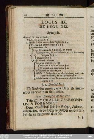 Locus IIX. De Lege Dei.