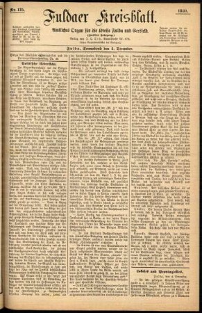 Erste Ausgabe vom Samstag, den 04. Dezember 1880.