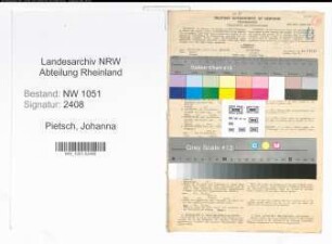 Entnazifizierung Johanna Pietsch , geb. 05.05.1905 ()