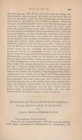 441-456 Reformation und Gegenreformation in Augsburg : Vortrag gehalten zu Halle 29. Januar 1864