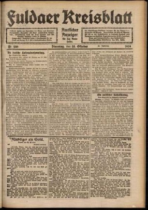 Ausgabe vom Dienstag, den 28. Oktober 1919.