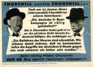 NS-Propagandazettel "Parole der Woche", Nr. 48, mit der Gegenüberstellung von zwei Aussprüchen von Churchill