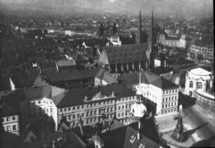 Dresden, Blick auf Taschenbergpalais und Sophienkirche, Sophienkirche 1945 ausgebrannt, Ruine 1962-1964 abgetragen
