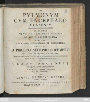 De Pvlmonvm Cvm Encephalo Consensv