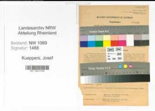 Entnazifizierung Josef Kueppers , geb. 08.04.1882 (Brandmeister)