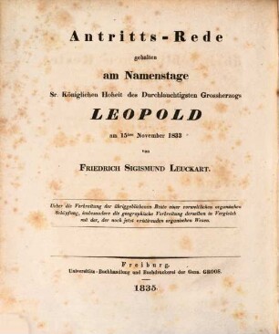 Über die Verbreitung der übriggebliebenen Reste einer vorweltlichen organischen Schöpfung