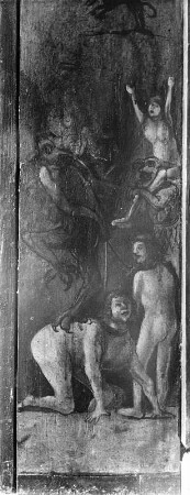 Altarflügel : Altarflügel. Holz, bemalt (1521; Meister des Flügelaltares von Krakauhintermühlen). Detail mit Faltenwurf. Krakauhintermühlen, Filialkirche Sankt Ulrich