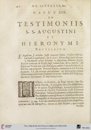 Caput XIX.: de Testimoniis S. S. Augustini et Hieronymi