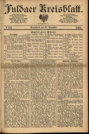 Erste Ausgabe vom Samstag, den 30. November 1895.