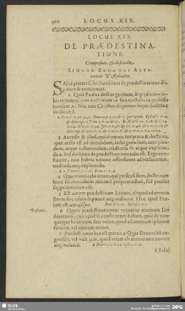 Locus XIX. De Praedestinatione