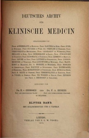 Deutsches Archiv für klinische Medizin. 11, 11. 1873