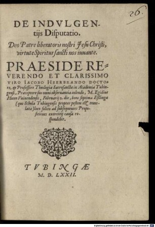 De indulgentiis disputatio
