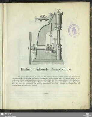 Einfach wirkende Dampfpumpe