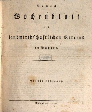 Wochenblatt des Landwirtschaftlichen Vereins in Bayern. 21 = N.F., Jg. 11. 1830/31