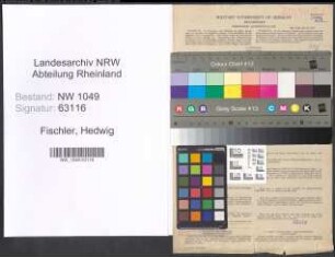 Entnazifizierung Hedwig Fischler , geb. 09.05.1921 (Kindergaertnerin)