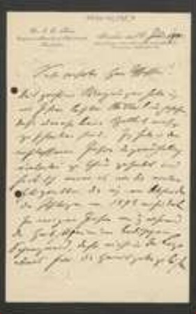 Brief von Carl Otto Harz an Unbekannt