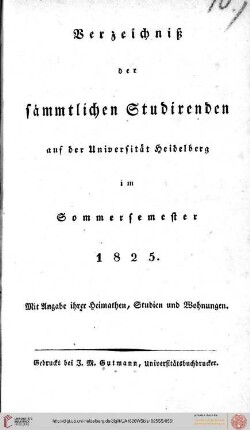 Sommersemester 1825